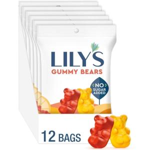 LILY’S Assorted Fruit Flavored No Sugar Added, Gummy Bears Bags, 1.8 oz (12 Count)(Assorted Fruit Flavored)