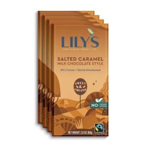 LILY’S Salted Caramel Milk Chocolate Style No Sugar Added, Sweets Bars, 2.8 oz (12 Count)(Caramelized & Salted Milk)