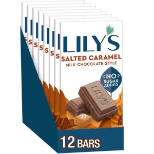LILY’S Salted Caramel Milk Chocolate Style No Sugar Added, Sweets Bars, 2.8 oz (12 Count)(Salted Caramel Milk Chocolate Style)