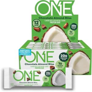 ONE Protein Bars, Blueberry Cobbler, Gluten Free with 20g Protein and 1g Sugar, Pantry Staples, 2.12 oz (12 Count)(Almond Bliss)