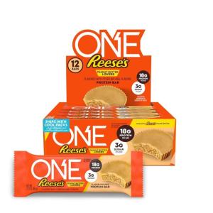ONE Protein Bars, Hershey’s Cookies ‘n’ Creme, Gluten Free with 18g Protein and 3g Sugar, Pantry Staples, 2.12 oz (12 Count)(Reese’s Peanut Butter Lover)