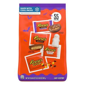 REESE’S Assorted Flavored Snack Size Peanut Butter, Halloween Candy Bag, 30.45 oz (55 Pieces)(Lovers Snack Size Assortment)