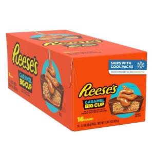 REESE’S Big Cup Caramel Milk Chocolate Peanut Butter Cups, Candy Packs, Halloween Candy, 1.4 oz (16 Count)