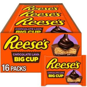 REESE’S Big Cup Chocolate Lava Milk Chocolate Peanut Butter Cups, Candy Packs, 1.4 oz (16 Count)(Chocolate Lava Milk Chocolate)