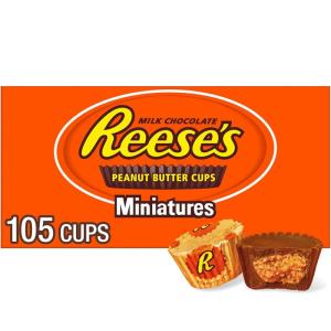 REESE’S Miniatures Milk Chocolate Peanut Butter Cups, Candy Packs, 0.31 oz (105 Pieces)