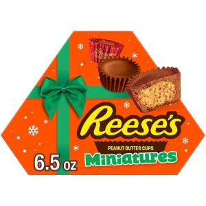 REESE’S Miniatures Milk Chocolate Peanut Butter Cups, Christmas Candy Bag, 17.1 oz(Peanut Butter)