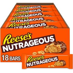 REESE’S NUTRAGEOUS Chocolate, Peanut Butter, Caramel and Peanut Candy Bars, 1.66 oz (18 Count)