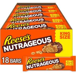 REESE’S NUTRAGEOUS Chocolate, Peanut Butter, Caramel and Peanut King Size, Candy Bars, 3.1 oz (18 Count)