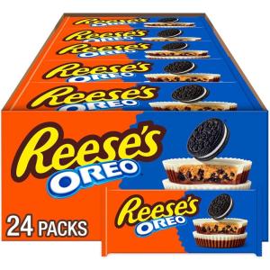 REESE’S OREO Milk Chocolate and White Creme Peanut Butter Cups, Candy Packs, 1.4 oz (24 Count)