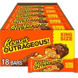 REESE’S OUTRAGEOUS! Peanut Butter, Caramel and PIECES King Size, Candy Bars, 2.95 oz (18 Count)