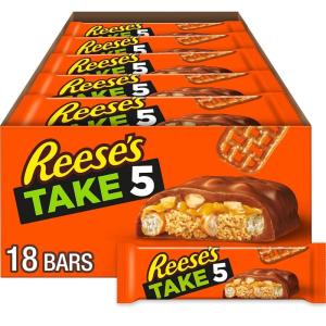 REESE’S TAKE 5 Pretzel, Peanut and Chocolate Candy Bars, 1.5 oz (18 Count)