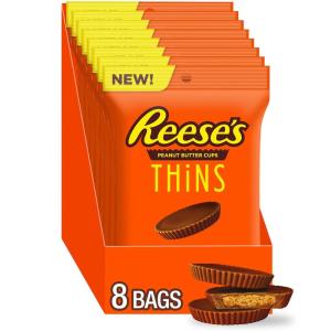REESE’S THiNS Milk Chocolate Peanut Butter Cups, Candy Party Pack, 24.05 oz(Peanut Milk Chocolate)