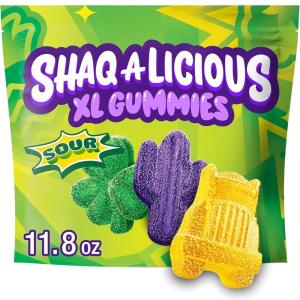 SHAQ-A-LICIOUS XL GUMMIES Original Flavor Chewy, Candy Bag, 11.8 oz(Sour Gummies)