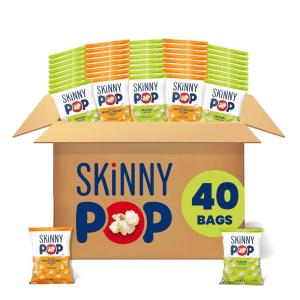SkinnyPop Popcorn, Original, Whole Grain, Dairy-Free Snack, 0.65oz Bags (30ct)(Original & Cheddar-Cheese)