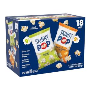 SkinnyPop Sweet & Salty Variety Pack, SkinnyPop Original and Kettle Corn, Dot’s Cinnamon Sugar Pretzels, Reese’s Popcorn, On-the-Go Snacks, Individually Sized Bags, (15 Count)(Original & Cheddar-Cheese)