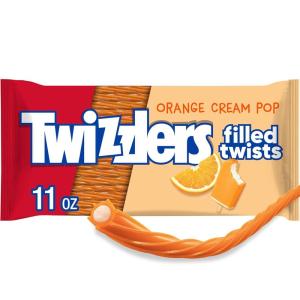 TWIZZLERS Filled Twists Orange Cream Pop Flavored, Chewy Candy Bags, 11 oz (12 Count)(Orange)