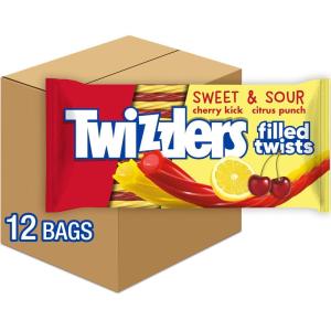 TWIZZLERS Filled Twists Orange Cream Pop Flavored, Chewy Candy Bags, 11 oz (12 Count)(Red)