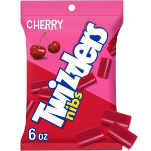 TWIZZLERS NIBS Cherry Flavored Licorice Style, Chewy Candy Bags, 6 oz (12 Count)(Cherry Nibs)