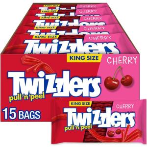 TWIZZLERS PULL ‘N’ PEEL Cherry Flavored Licorice Style, Chewy Candy Big Bag, 28 oz(Cherry)