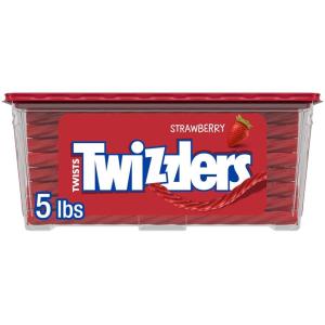 TWIZZLERS Twists Strawberry Flavored Licorice Style, Chewy Candy Tub, 5 lb(Strawberry)