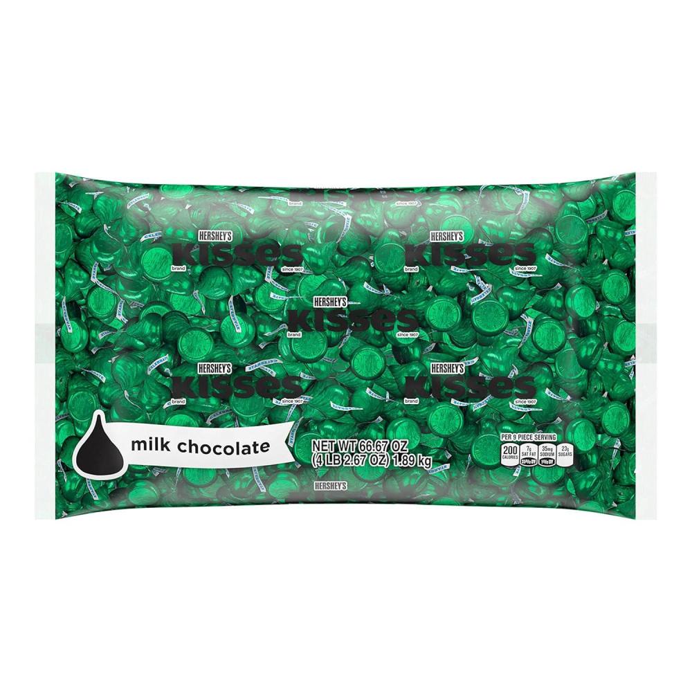 imageHERSHEYS KISSES Milk Chocolate Candy Bulk Bag 60 ozDark Green