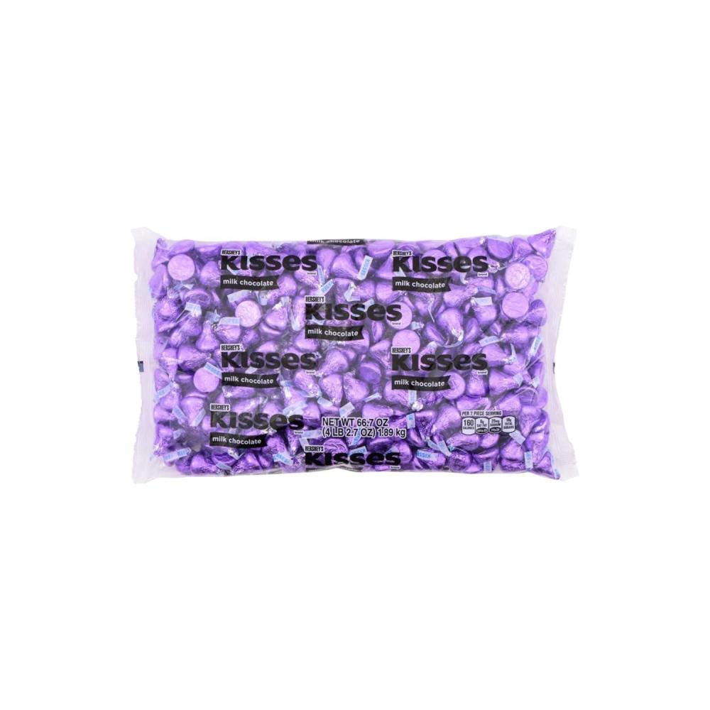 imageHERSHEYS KISSES Milk Chocolate Candy Bulk Bag 60 ozPurple