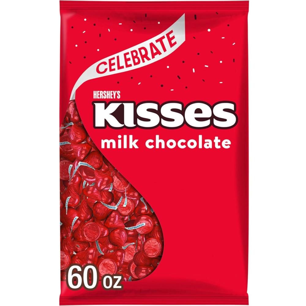 imageHERSHEYS KISSES Milk Chocolate Candy Bulk Bag 60 ozRed