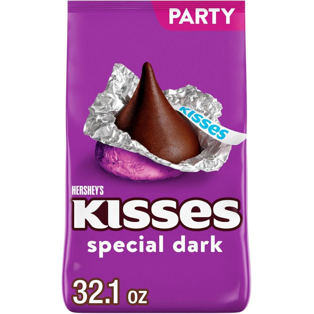 imageHERSHEYS KISSES SPECIAL DARK Mildly Sweet Chocolate Candy Party Pack 321 ozSPECIAL DARK Mildly Sweet Chocolate