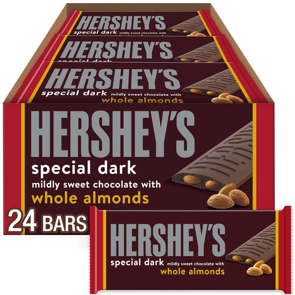 imageHERSHEYS SPECIAL DARK Chocolate with Whole Almonds Candy Bars 145 oz 24 Count