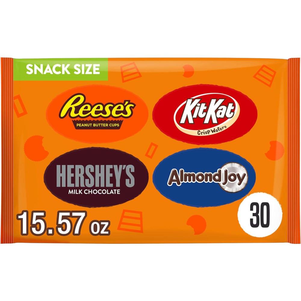 imageHershey Assorted Chocolate Snack Size Candy Bag 1557 oz 30 Pieces1557 Ounce Pack of 1