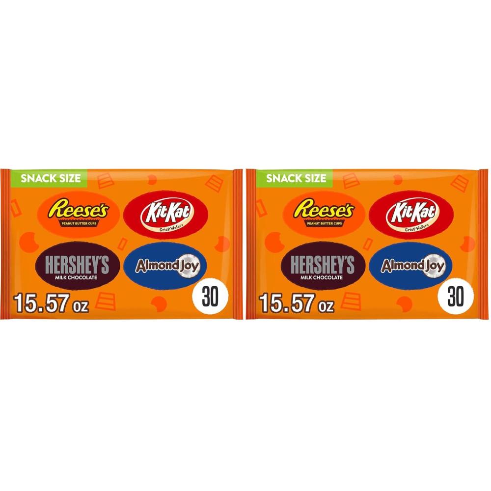 imageHershey Assorted Chocolate Snack Size Candy Bag 1557 oz 30 Pieces1557 oz bag  30 pieces Pack of 2