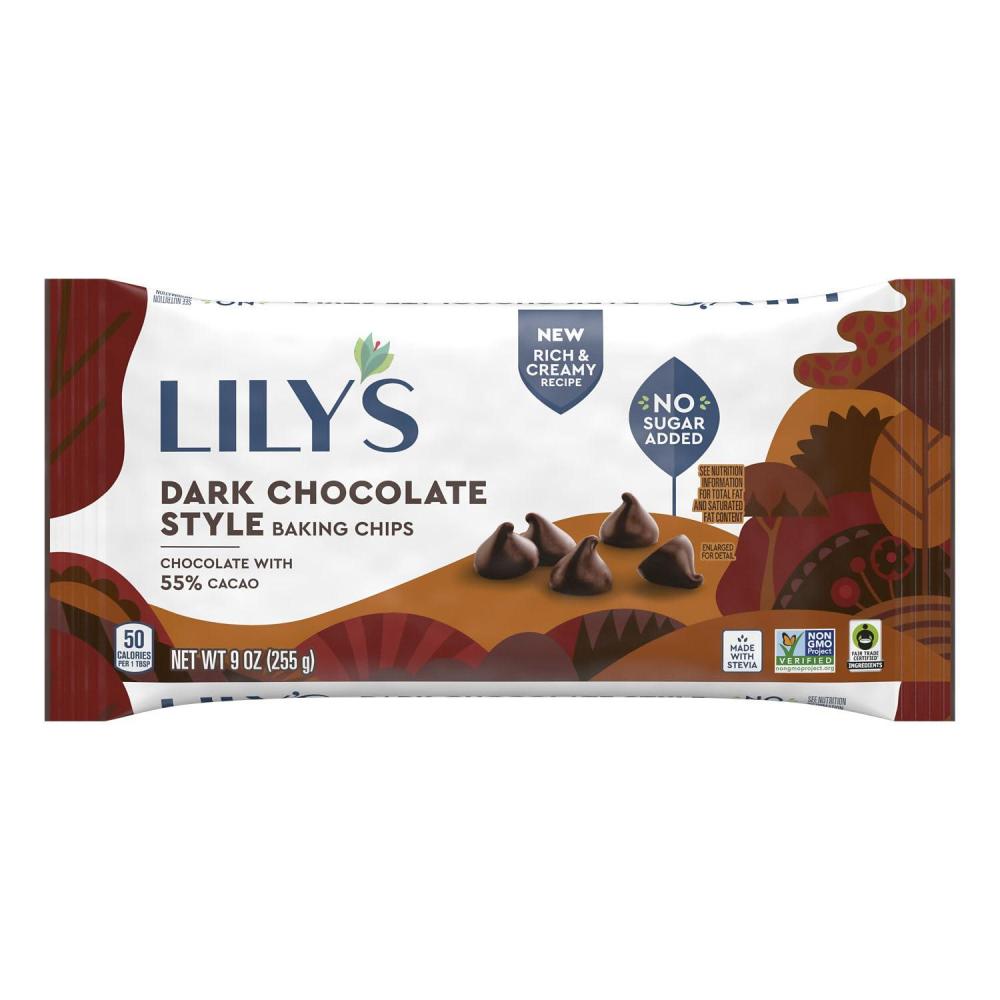 imageLILYS White Chocolate Style No Sugar Added Baking Chips Bag 9 ozDark Chocolate Style